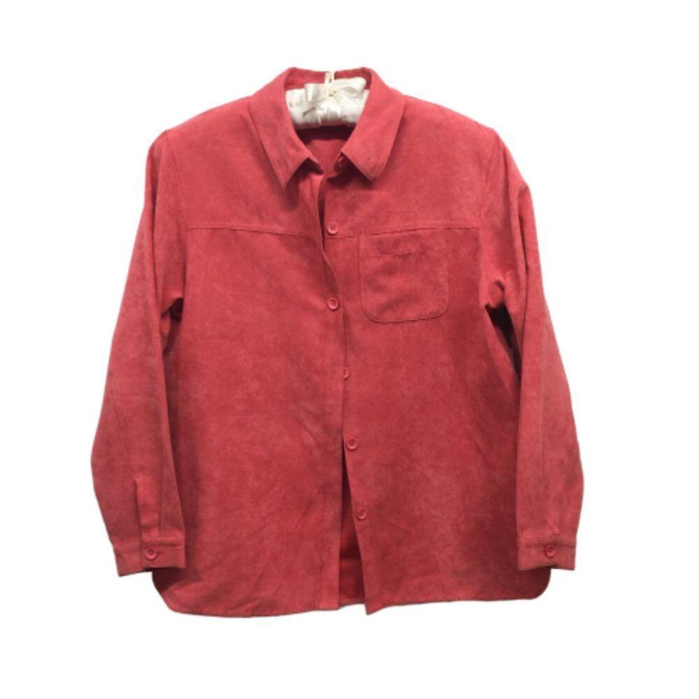Studio Works Coral Pink Faux Suede Long Sleeve Shirt Jacket PM